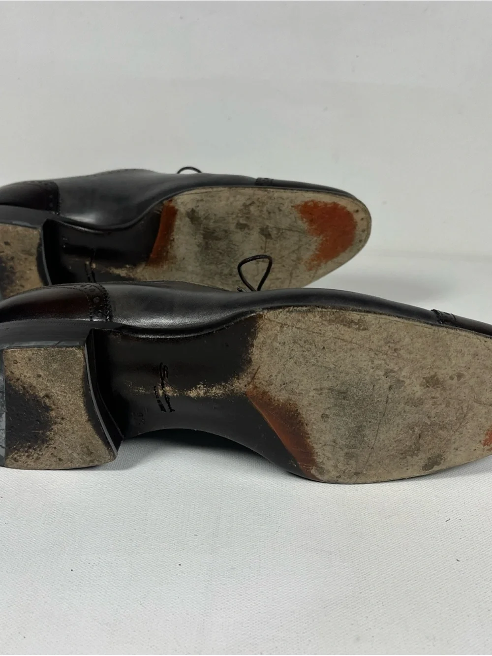 Santoni Leather Cap Toe Oxford Dress Shoes Multi Tone Made in Italy Size 9.5